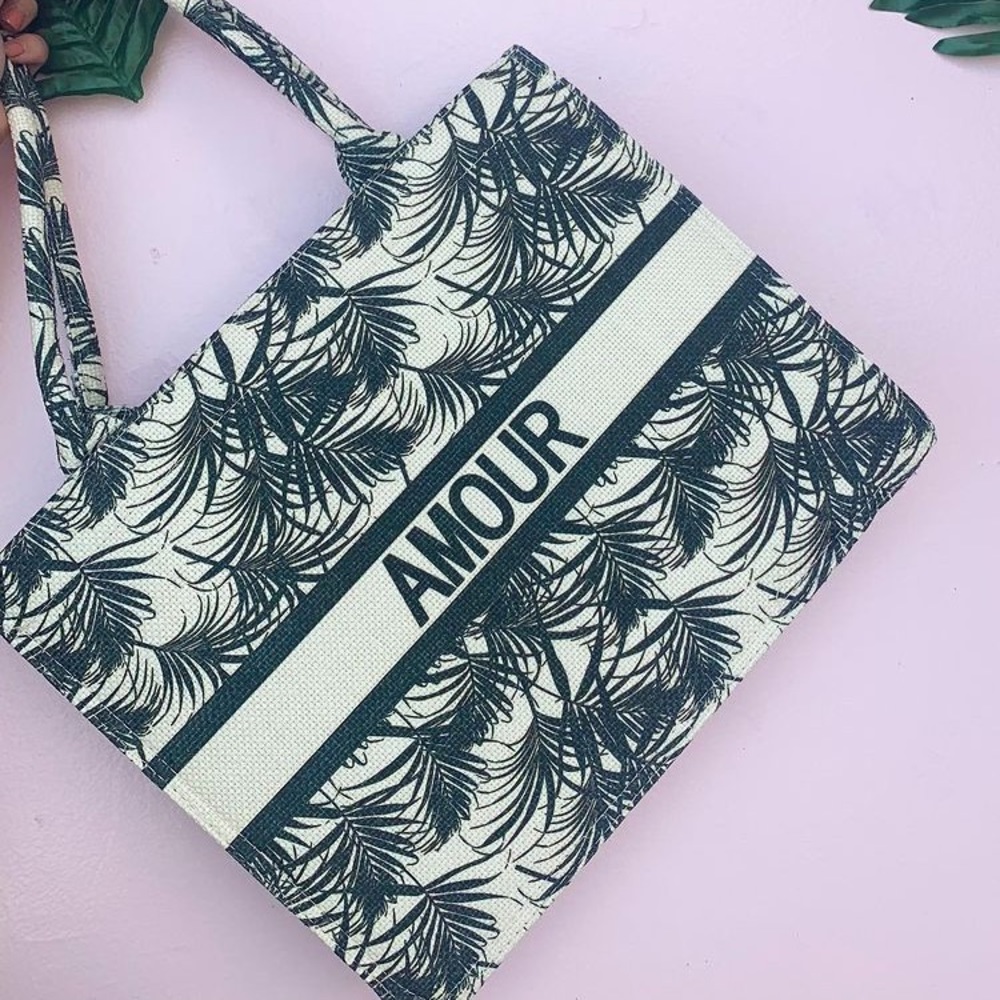 Amour Tropical Oblique Tote Bag in Navy